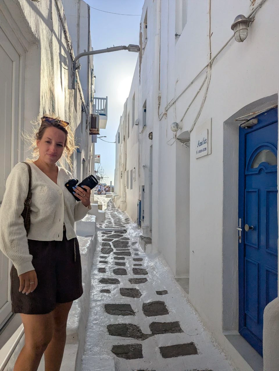 Fotoshoot op Mykonos bij town lane
