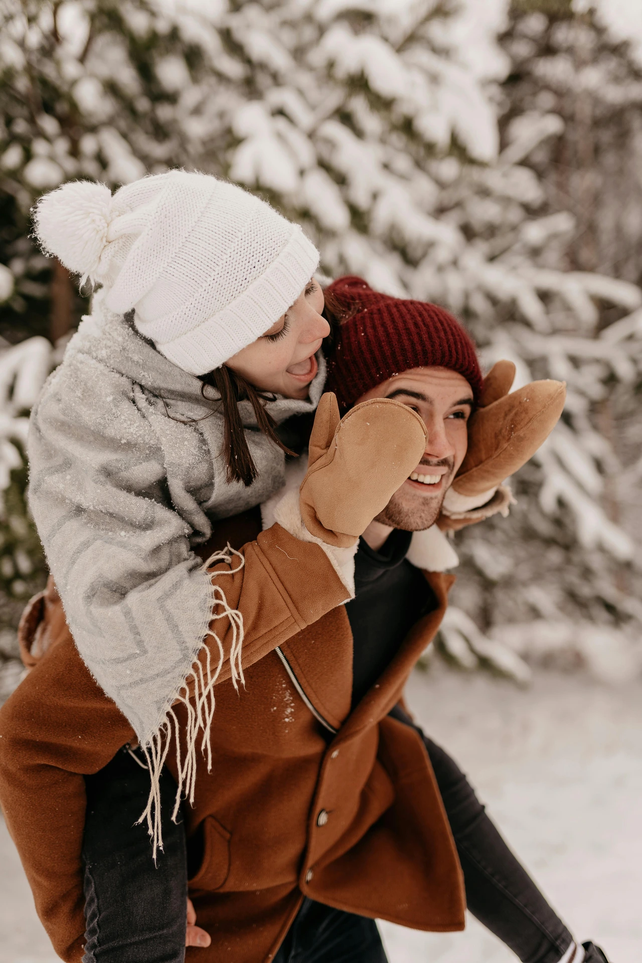 Couple during a proposal moment, for the 6 Winter Proposal Locations Around the World guide.