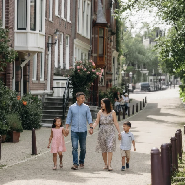 Family photoshoot Amsterdam Family walking on the streets of Amsterdam during their photoshoot