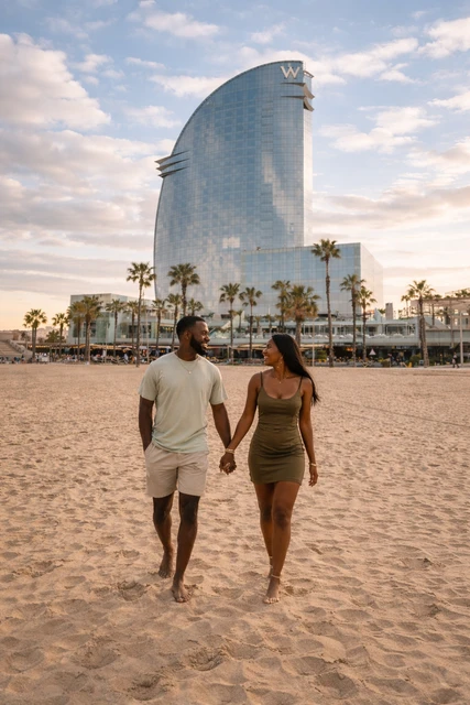 A genuine moment from a Barcelona city photoshoot at Best Time for Your Barcelona Photoshoot, photographed with natural light and an editorial travel feel.