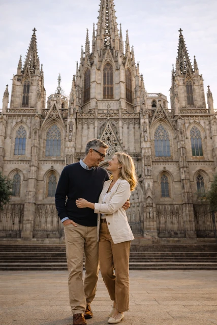 A genuine moment from a Barcelona city photoshoot at Choosing the Right Location, photographed with natural light and an editorial travel feel.