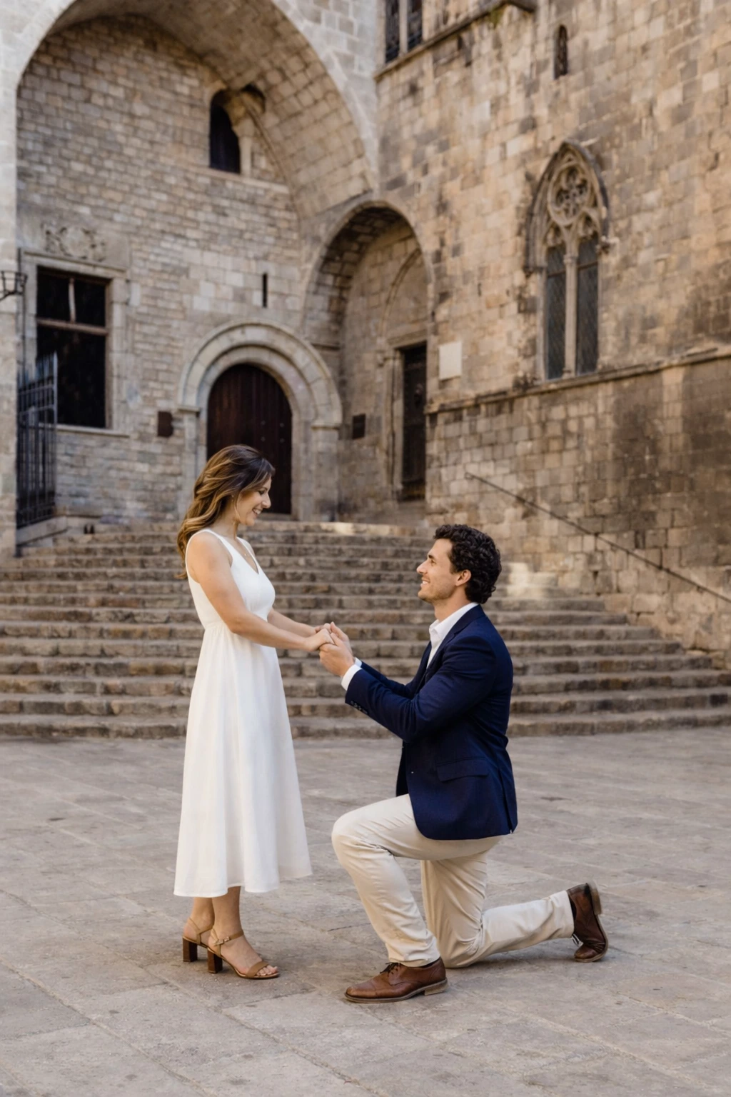 Barcelona city photoshoot photographer Travellers photographed during a Barcelona city photoshoot, creating a relaxed, story-led image with natural movement and city character.