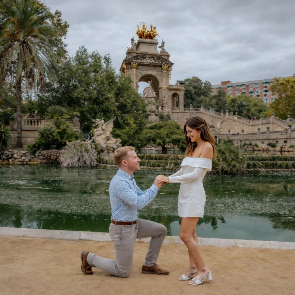 Natural portrait from a Barcelona city photoshoot, focused on connection, flattering light, and a timeless travel-photo aesthetic.