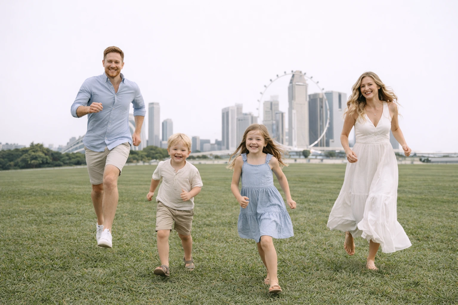 A photoshoot of a family in Singapore