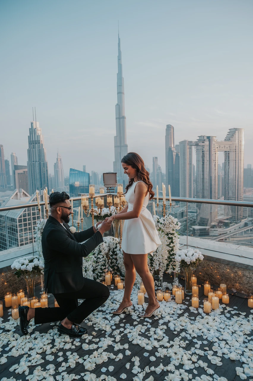 Dubai proposal with Burj Khalifa view Dubai proposal with Burj Khalifa view