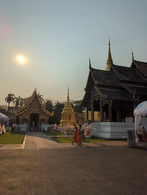 Chiang Mai temple courtyard in late-afternoon light