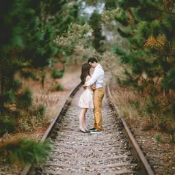 Couple shoot on train tracks