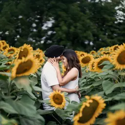 Couple shoot in flower field, book a photographer