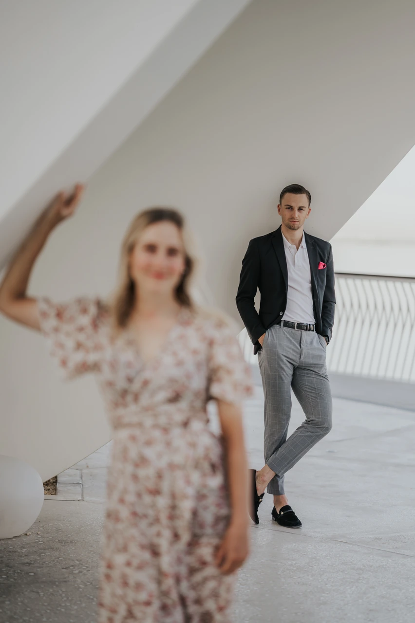 Creek Harbour outfit inspiration 1 Couple outfit inspiration at Creek Harbour Dubai photoshoot