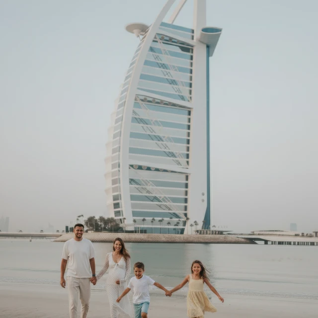 Dubai family photoshoot Dubai family photoshoot at the Al Qasr hotel with the Burj Al Arab in the background