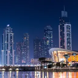 Dubai skyline at evening photo