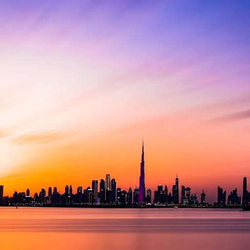 Dubai skyline while sun is going down