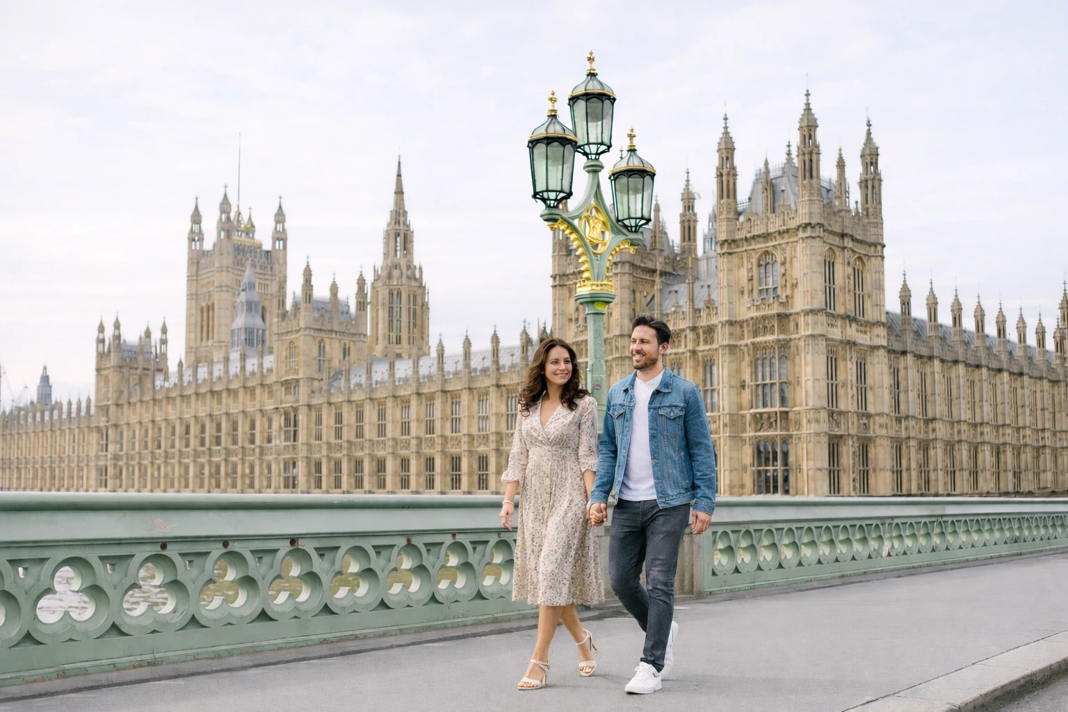 Couple photoshoot in London with painting gear along the riverside