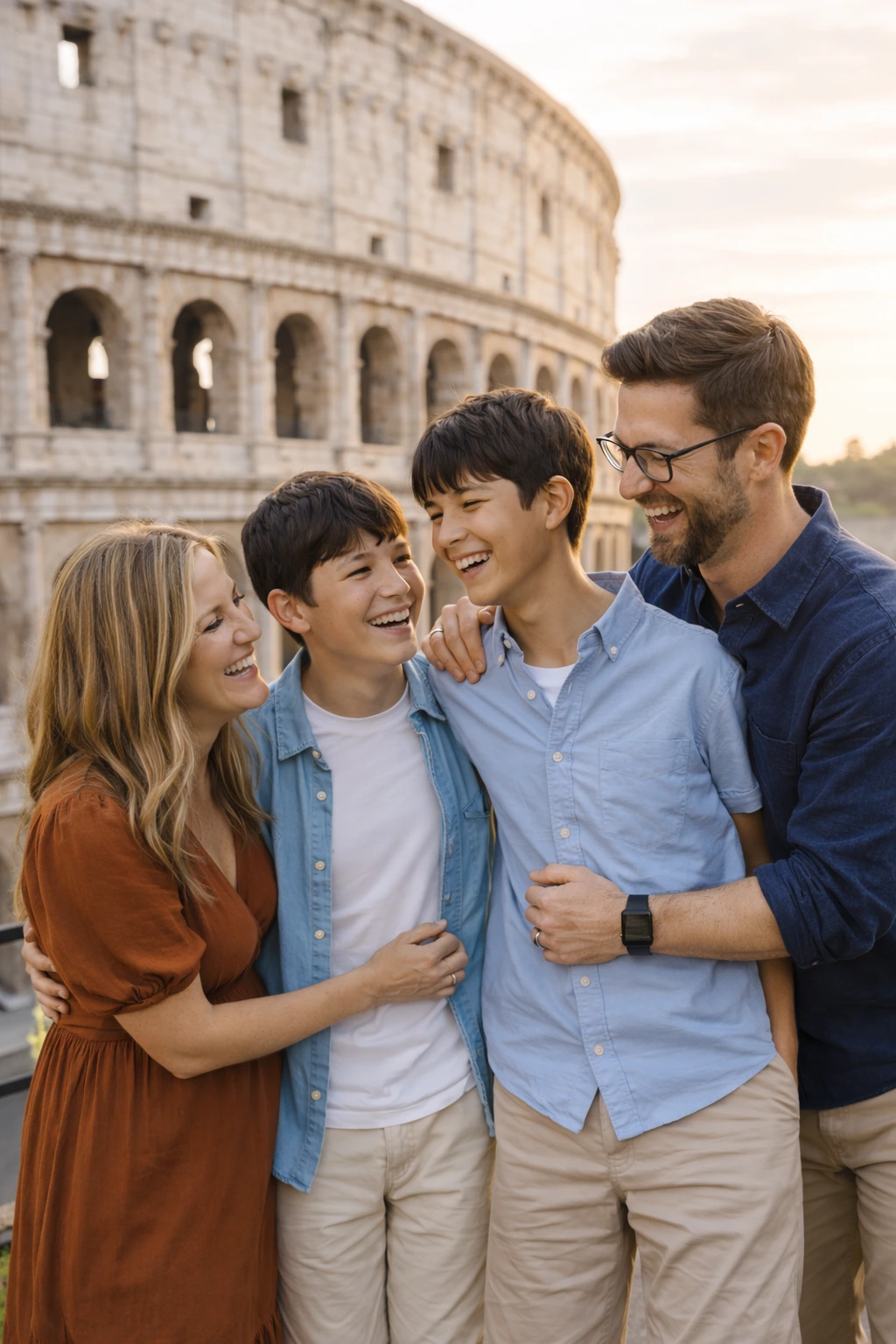 A natural couple photoshoot in Vatican City near St. Peter's Basilica and Castel Sant'Angelo, captured with warm Roman light and a relaxed Travaya style.