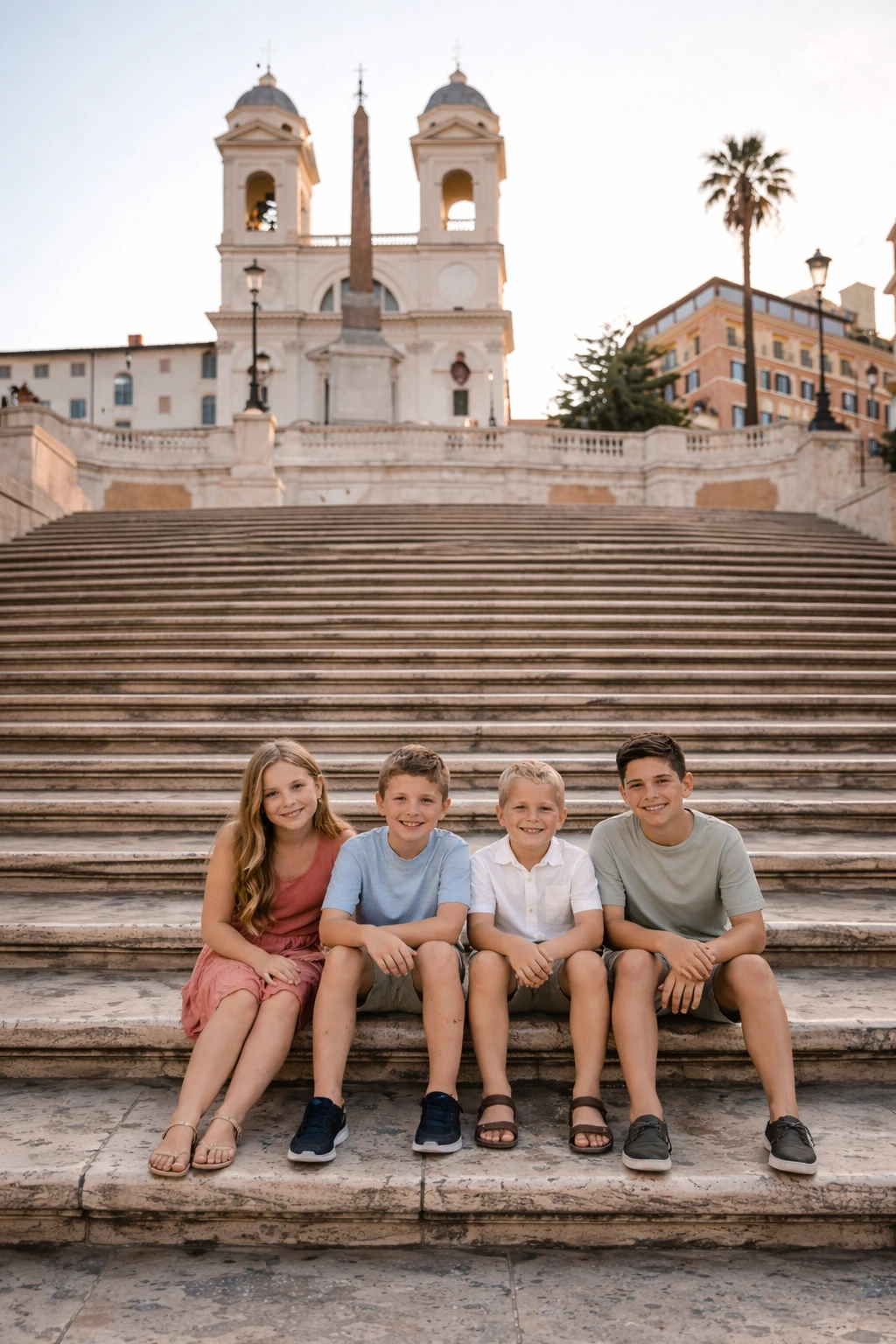 A couple during a photoshoot in Rome, captured in a natural and romantic style.