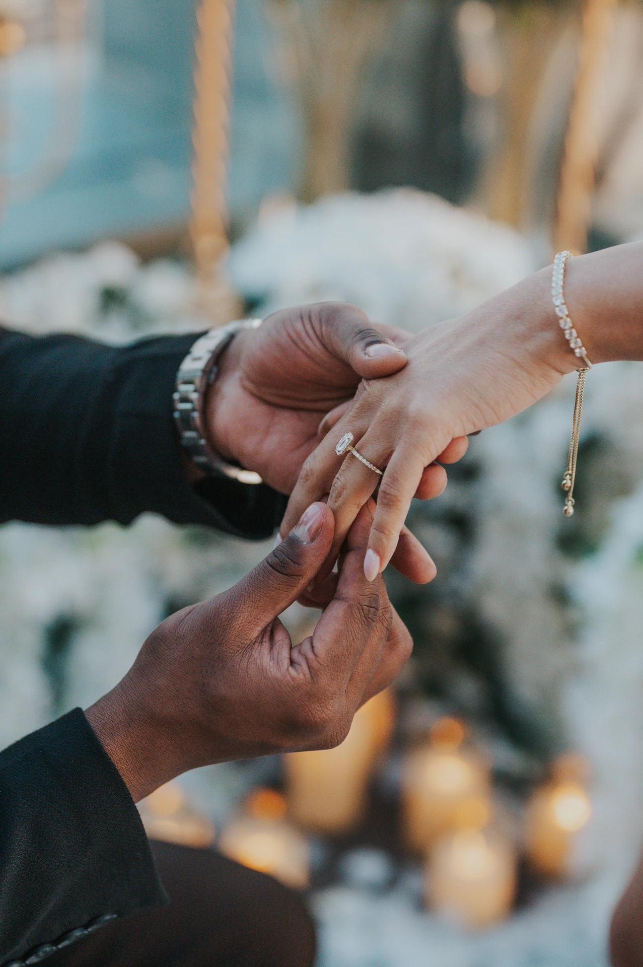 Close-up ring moment at Shangri-La proposal in Dubai