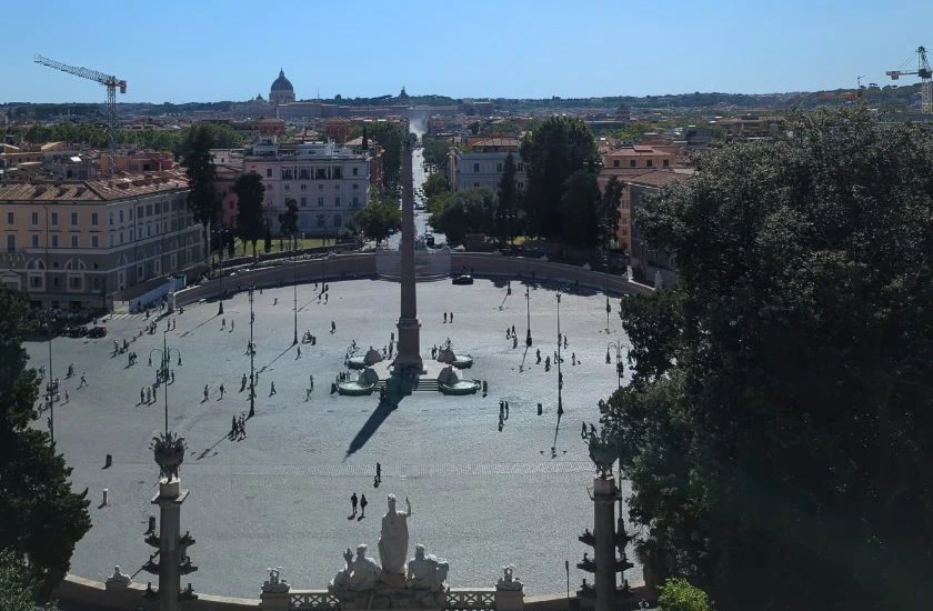Spanish Steps Photoshoot - Pincio City View Piazza del Popolo and Rome’s skyline spread below the Pincio Terrace, a scenic finish for a longer Spanish Steps photoshoot.