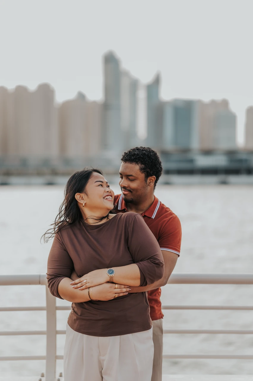 Couple portrait after surprise proposal in Dubai Couple portrait after surprise proposal in Dubai